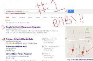 Front Page Results! My local biz has SEVEN listings on the front page of Google...