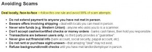Craigslist's Tips against getting scammed- We get it, C-list. Go local or go home.